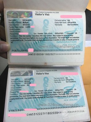 2016沈阳代办新西兰签证最新案例